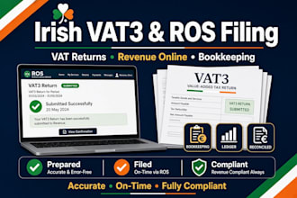 prepare and file irish vat3 returns, ros revenue vat, bookkeeping