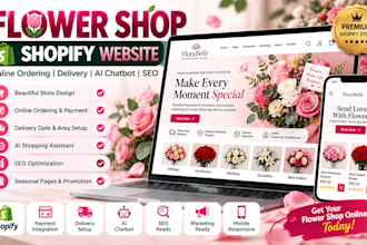 build a flower shop shopify website with online ordering and flower delivery ai