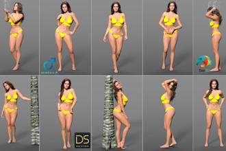 create genesis 8 and genesis 9 3d characters, shapes and poses in daz3d studio