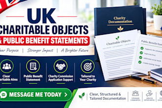 write compliant charity objects and public benefit for UK charity approval