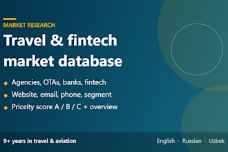 research travel agencies, otas, banks and fintech companies in any country