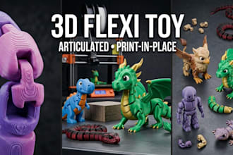 design 3d articulated model flexi toy animal print in place stl for 3d printing