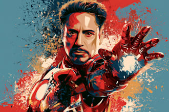 illustrate a superhero pop art portraits