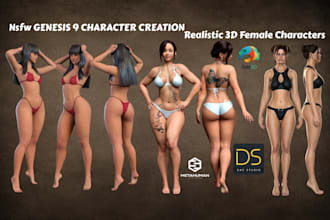 realistic 3d nsfw character, custom poses, daz3d metahuman adult for game or vr