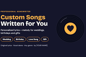 write a custom personalized song for wedding, birthday or gift