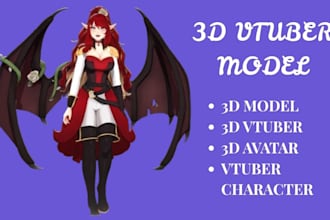 create 3d character model for vtuber, vrchat, 3d rigging, anime model, 3d vroid