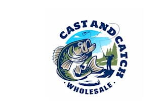 design cast and catch wholesale logo with fish camp