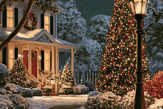 design christmas lighting illustration door hanger, flyer and sings design