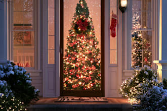 design christmas lighting illustration door hanger, flyer and sings design
