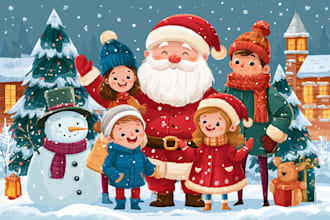 illustration for holiday christmas, family