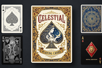 design custom card illustration poker playing card deck art and tuck box design