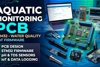 design aquatic water quality monitoring pcb, stm32, ph, tds sensors iot firmware