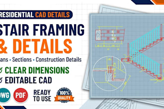 draw stair framing and construction detail drawings in autocad
