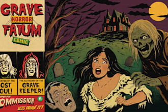 create distressed retro comic art for apparel and prints