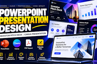 design powerpoint presentation, investor pitch deck, canva presentatation design