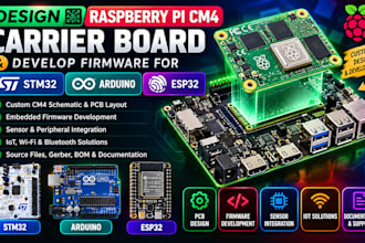 design raspberry pi cm4 carrier board, develop firmware for stm32 arduino esp32