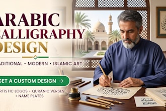 create arabic calligraphy art logo, islamic calligraphy and arabic typograph