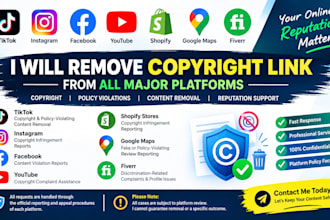 takedown notice to tiktok,reddit,instagram, youtube,facebook,shopify under dmca
