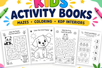 design kids activity books, mazes and coloring pages for KDP