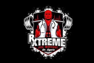make aggressive pre workout logo with gym fitness artwork