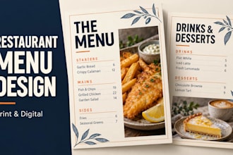 design a custom restaurant menu and cafe menu
