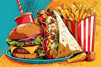 draw a food pop art illustration