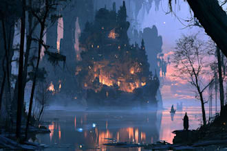 draw fantasy background and landscape