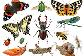 hand paint scientific watercolor animal illustrations