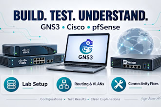 design and troubleshoot gns3 cisco and pfsense network labs