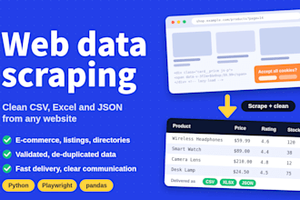 scrape website data with python and deliver clean CSV, excel or json