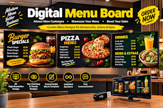 design digital menu board TV menu for restaurant led menu