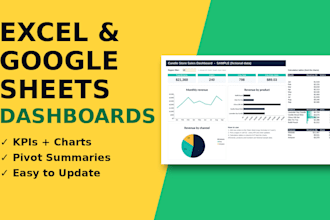 create an excel or google sheets dashboard