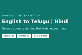 do translation or ghost writing in english, telugu and hindi