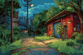draw pixel art landscapes, backgrounds or scenes