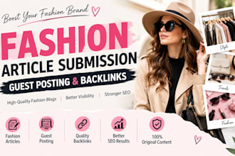 do fashion article submission, guest posting and fashion backlinks