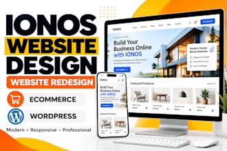 ionos website design, ionos redesign, ecommerce website, and wordpress website