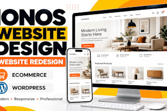 ionos website design, ionos redesign, ecommerce website, and wordpress website