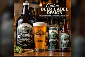 create a beer label for growler, pint glass, can or bottle beverages, oil paint