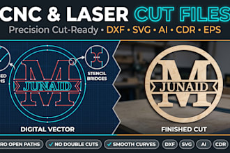 prepare laser cut and cnc dxf svg vector cut files