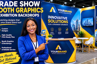 design custom trade show booth graphics, popup banners and exhibition backdrops