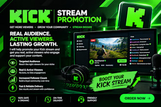 organically boost kick live viewers, followers and chatters
