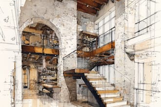design watercolor sketch interior and exterior for you