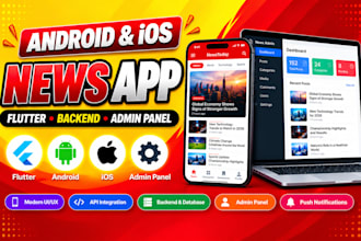 develop an android and ios flutter news app with admin panel