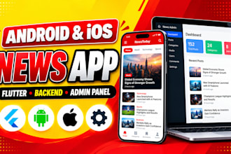 develop an android and ios flutter news app with admin panel