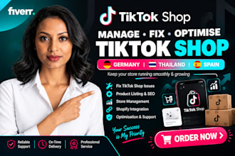 manage, optimise and fix tiktok shop germany thailand spain do dropshipping