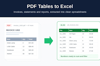 convert pdf to excel, extract tables from invoices and bank statements