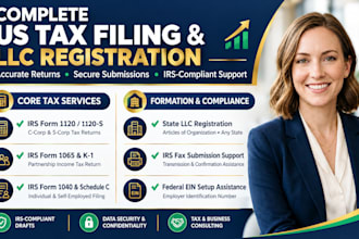 prepare and fax form 1120 1065 1040 us tax filing CPA llc registration