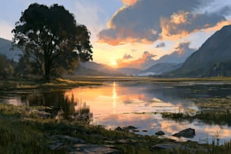 beautiful flat landscape illustration art