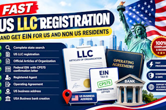 do fast US llc registration and get ein for US and non US residents