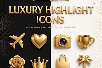 design luxury black gold instagram highlight icons